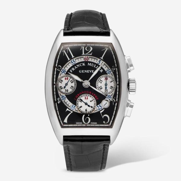 Cintree Curvex Chronograph in White Gold on Black Crocodile Leather Strap with Black Dial