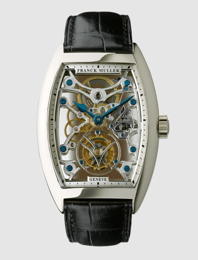 Cintree Curvex Skeleton Tourbillon in White Gold on Black Crocodile Leather Strap with Skeleton Dial
