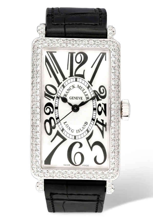 Long Island 26mm in White Gold with Diamond Bezel on Black Crocodile Leather Strap with White Dial