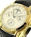 Equation of Time Moon Phase in Yellow Gold on Black Leather Strap with Silver Dial