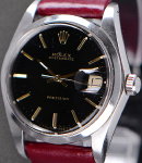 Oysterdate Precision 34mm in Steel - Circa 1977 On Burgundy Strap with Black Stick Dial
