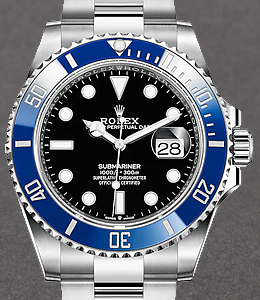 41mm Submariner in White Gold with Blue Ceramic Bezel on Bracelet with Black Dial