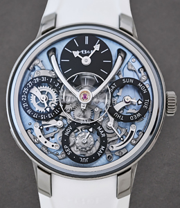 Legacy Machine Perpetual EVO Blue 44mm in Titanium on White Rubber Strap with Skeleton Dial