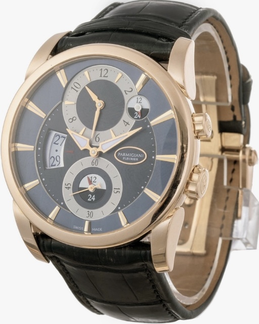 Kalpa Tonda 42mm Hemispheres  Automatic - Rose Gold On Black Crocodile Strap with Blue Guilloche Dial
