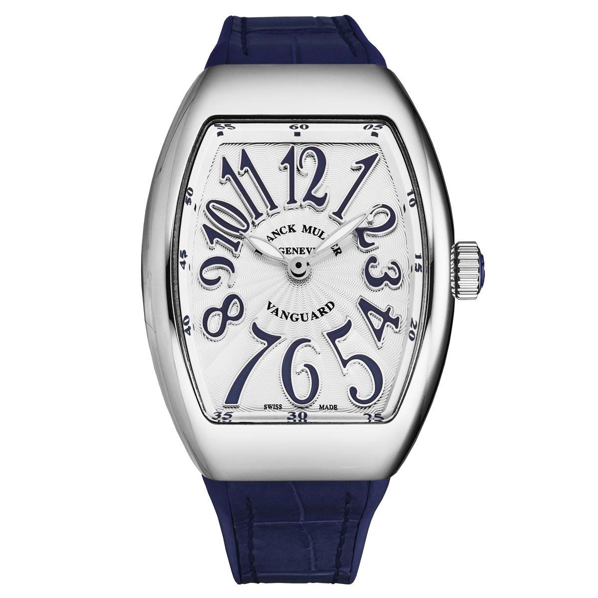 Vanguard Lady 35mm in Steel on Blue Alligator Leather Strap with Silver Dial