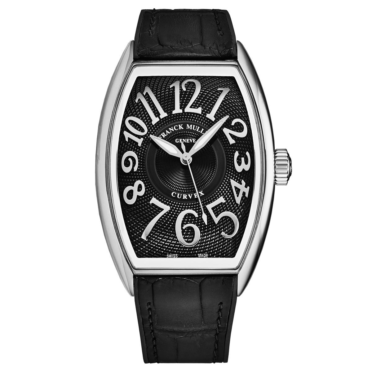 Curvex CX 36mm in Steel on Black Alligator Leather Strap with Black Dial