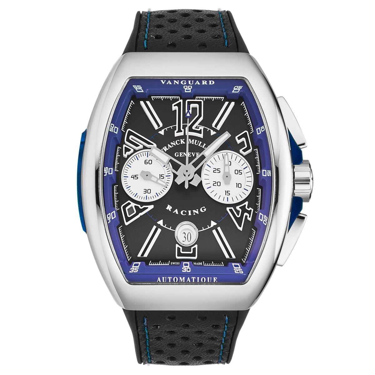 Vanguard Racing 45mm in Steel on Black Rubber Strap with Black Dial