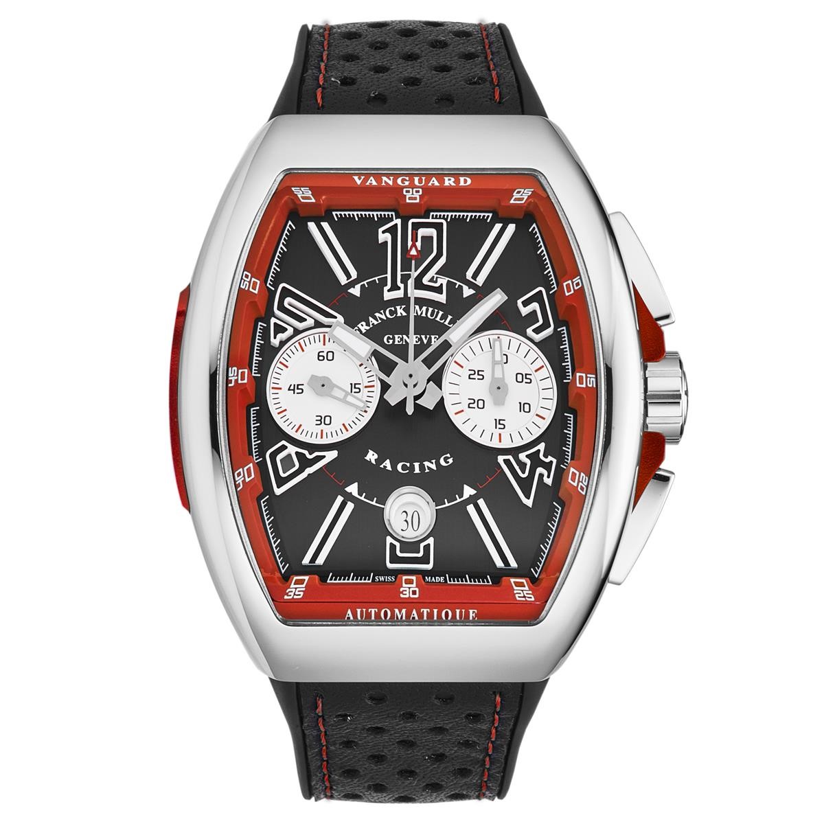 Vanguard Racing 45mm in Steel on Black Rubber Strap with Black Dial