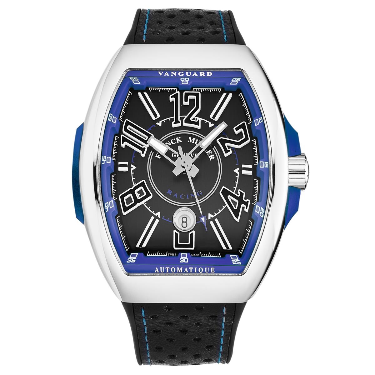 Vanguard Racing 45mm in Steel on Black Leather Strap with Black Dial