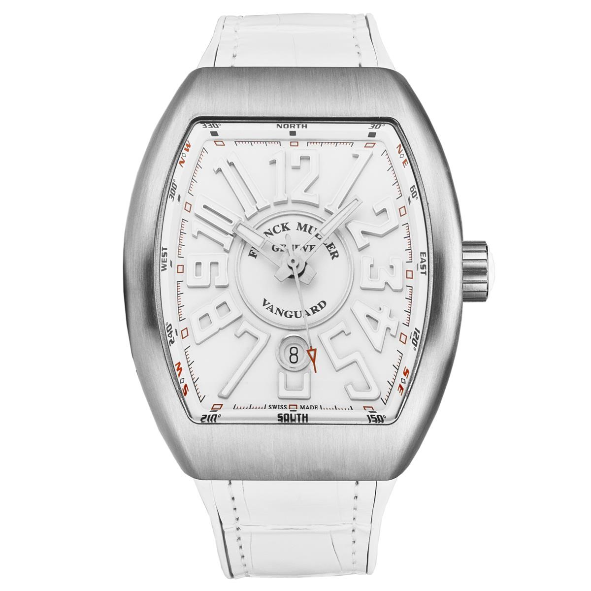 VanGuard 45mm in Steel on White Crocodile Leather Strap with White Dial