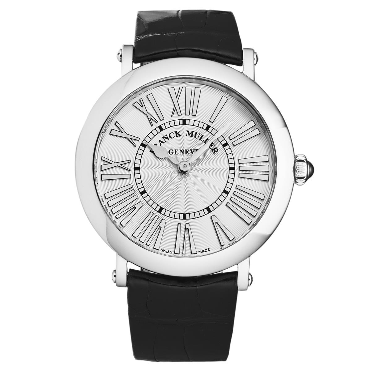 Round Classic 38mm in Steel on Black Alligator Leather Strap with Silver Dial
