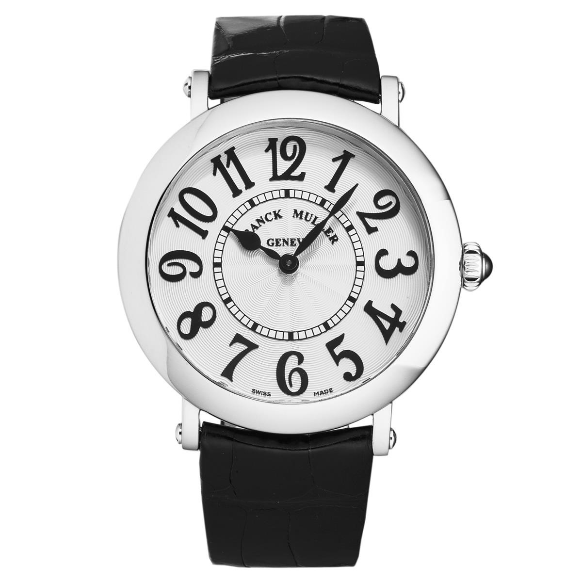 Round Classic 38mm in Steel on Black Alligator Leather Strap with Silver Dial