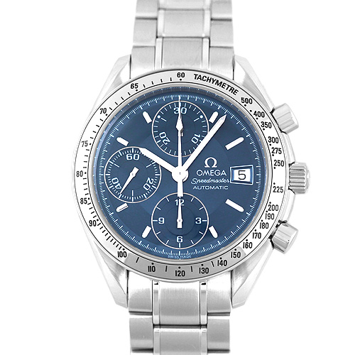 Speedmaster Date Chronograph 38mm in Steel on Steel Bracelet with Blue Dial