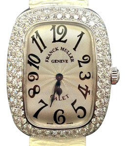 Lady Galet 28.75mm in White Gold with Pave Diamond Bezel on Black Crocodile Leather Strap with Silver Dial