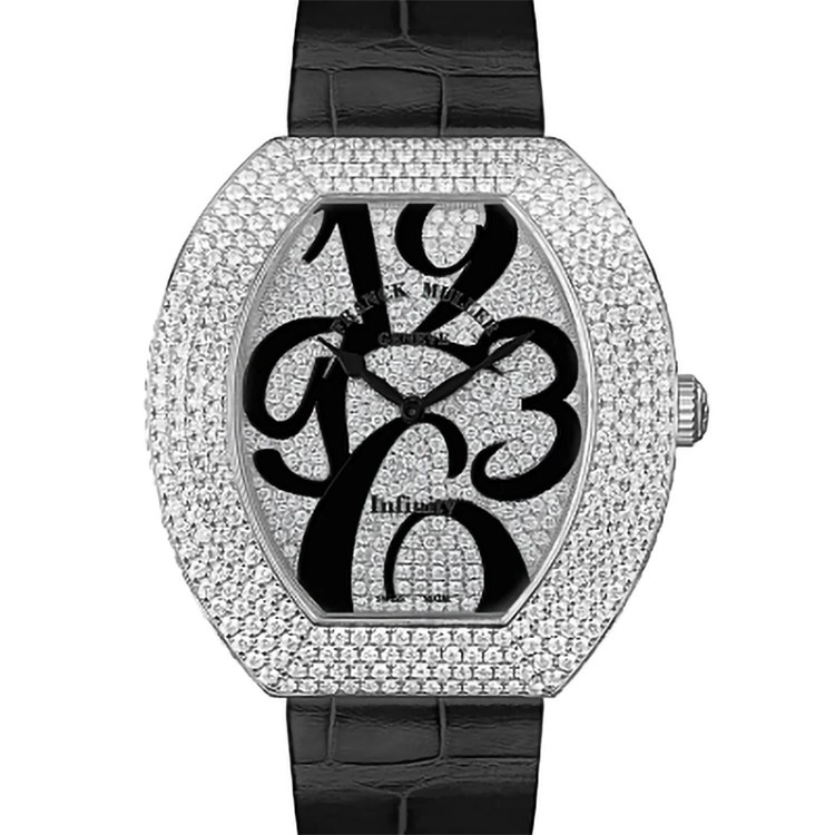 Infinity 40mm in White Gold with Diamond Bezel on Black Crocodile Leather Strap with Pave Diamond Dial