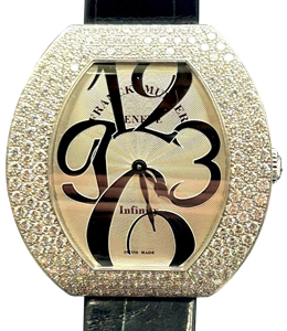 Infinity 40mm in White Gold with Diamond Bezel on Black Crocodile Leather Strap with Silver Dial
