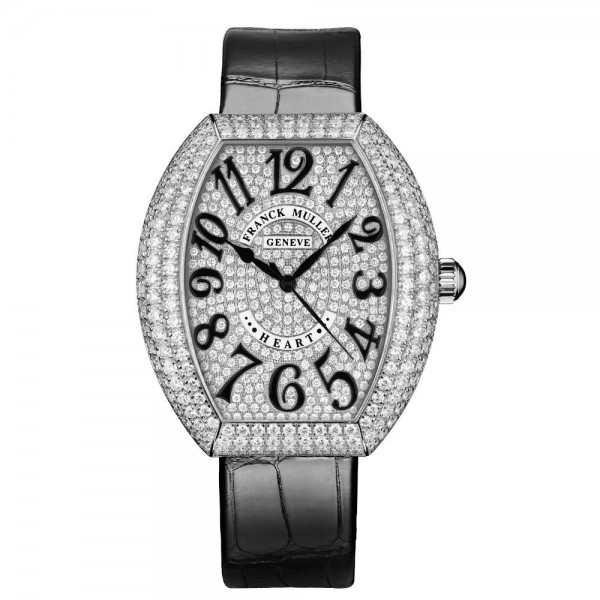 Heart 26mm in White Gold with Pave Diamond Case on Black Alligator Leather Strap with Pave Diamond Dial
