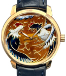Classic Rooster 40mm Automatic in Rose Gold - Limited to 7 Piece on Black Crocodile Leather Strap with Genuine Enamel Champleve Dial