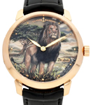 Classico Lion 40mm in Rose Gold - Limited Edition on Black Crocodile Leather Strap with Lion Motif Multi Color Dial