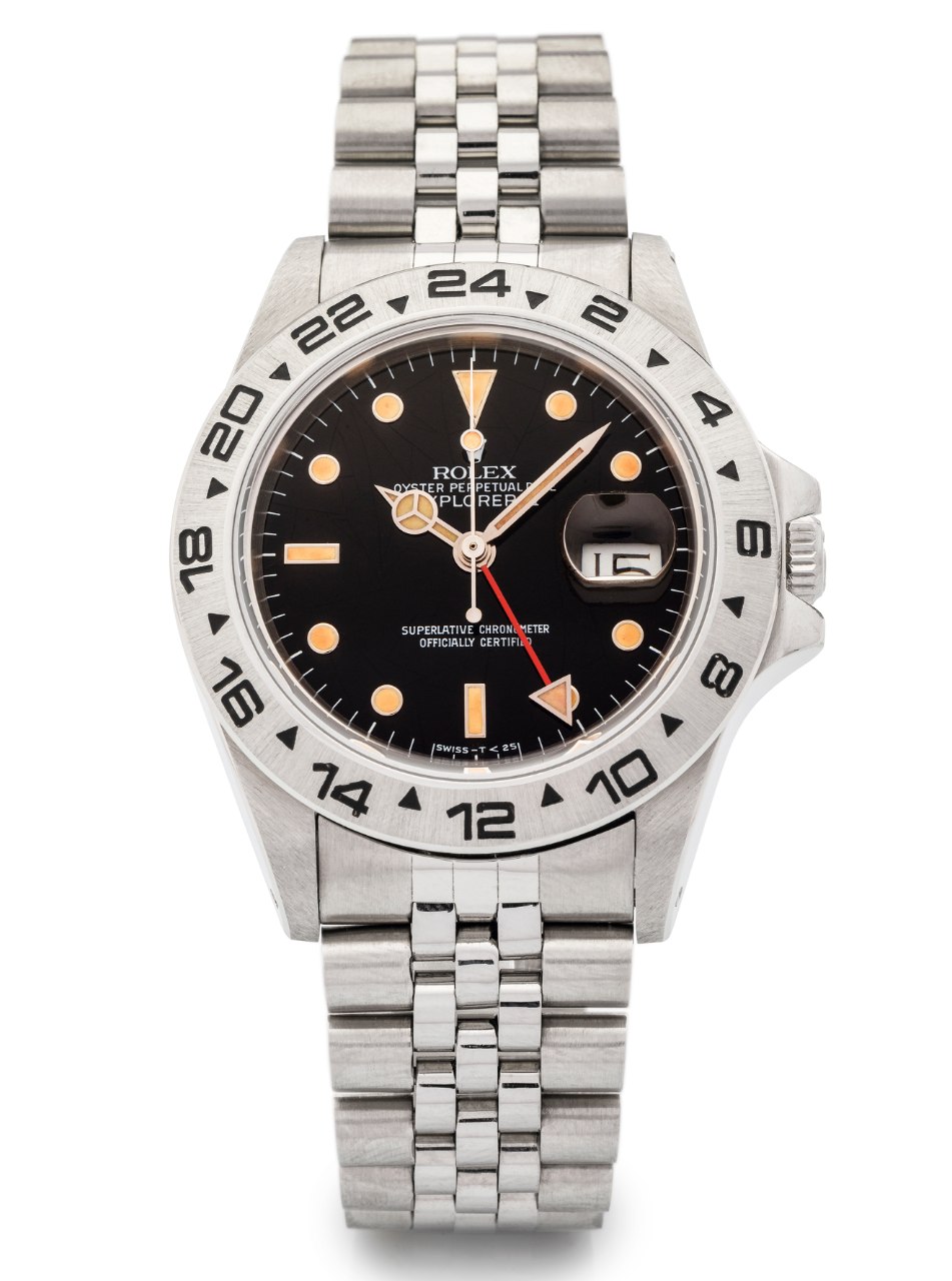 Explorer II 40mm in Steel with Hole Case on Steel Jubilee Bracelet with Black Dial