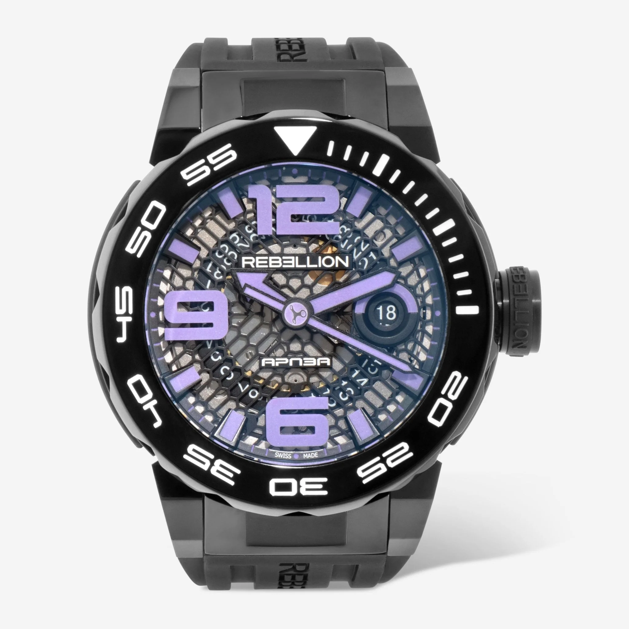Predator Apnea Men's Watch in Titanium on Black Rubber Strap With Black Dial