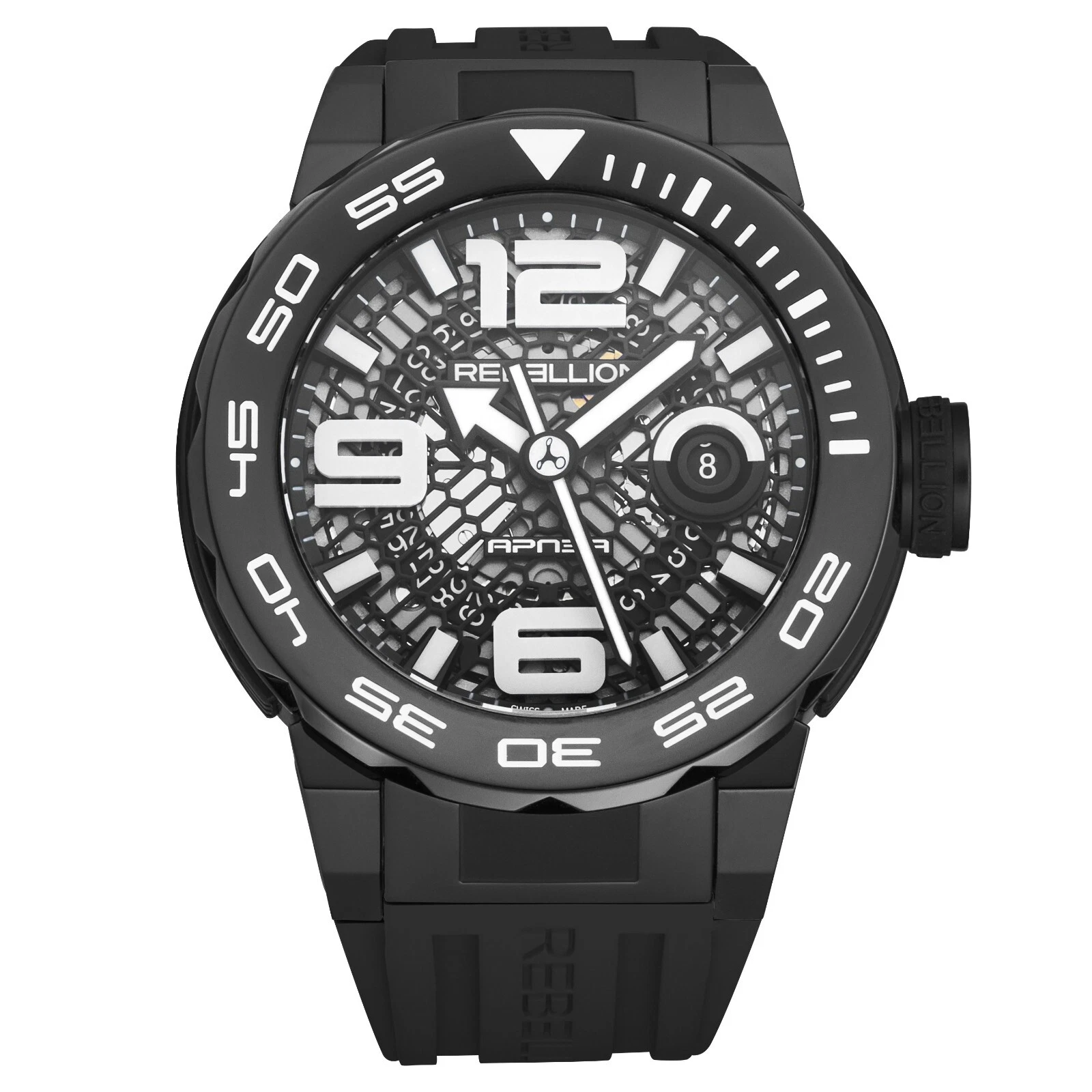 Predator Apnea Men's Watch in Black Titanium on Black Rubber Strap With Black Dial