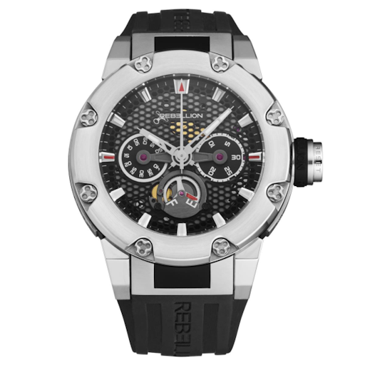 Predator Chronograph Men's Watch in Steel on Black Rubber Strap With Black Dial