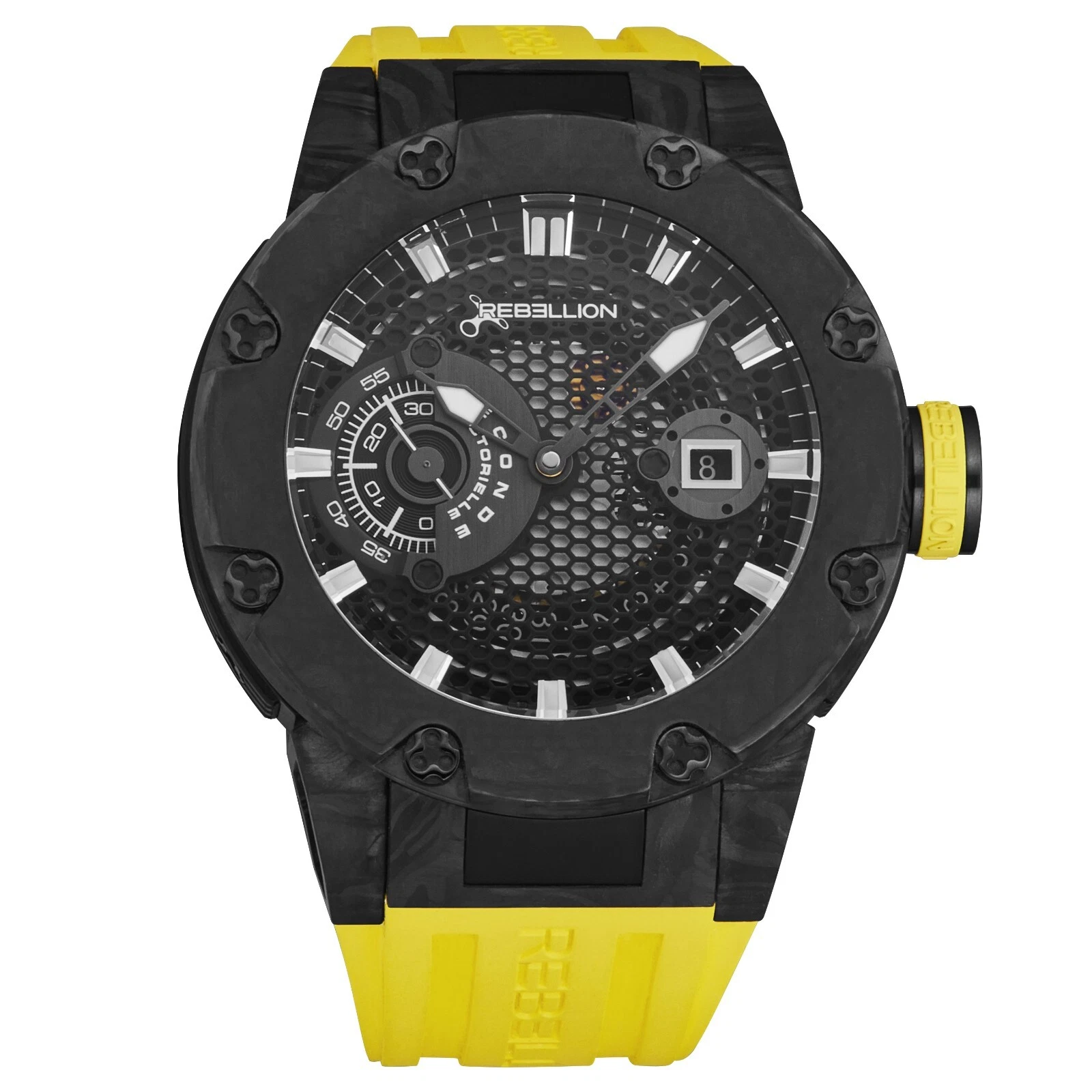 Predator Men's Watch in Black Titanium on Yellow Rubber Strap With Black Dial