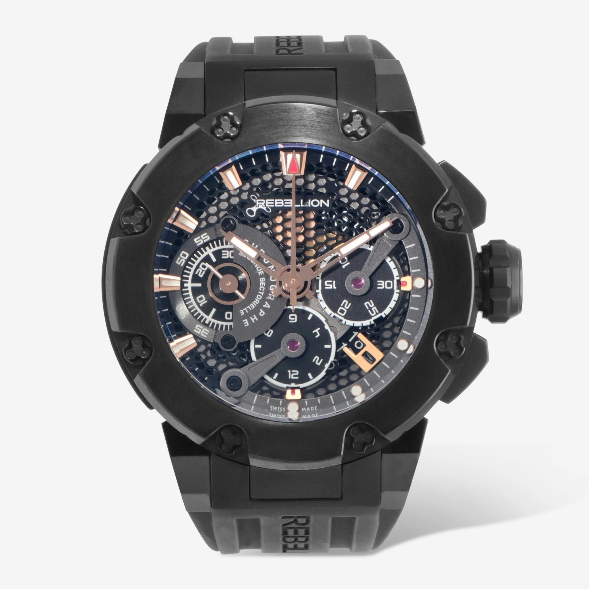 Predator Chronograph Men's Watch in Black Titanium on Black Rubber Strap With Black Dial