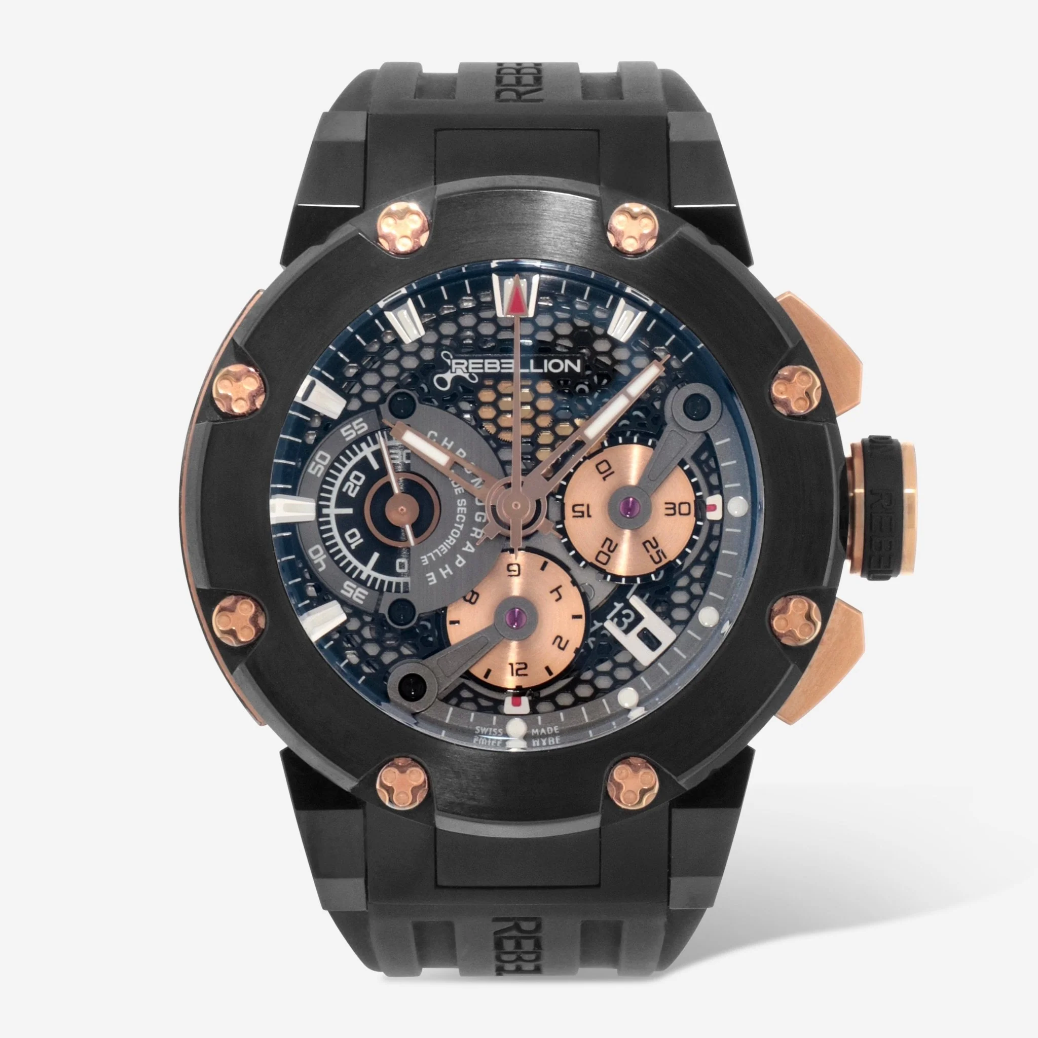 Predator Chronograph Men's Watch in Black Titanium on Black Rubber Strap With Black Dial