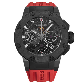 Predator Men's Watch in Black Titanium on Red Rubber Strap with Black Dial