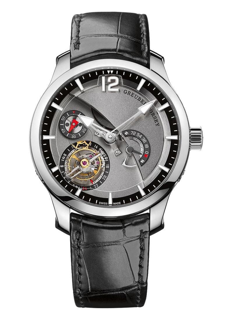 24 Seconds Tourbillon Contemporain in Platinum on Black Crocodile Leather Strap with Titanium Grey Dial