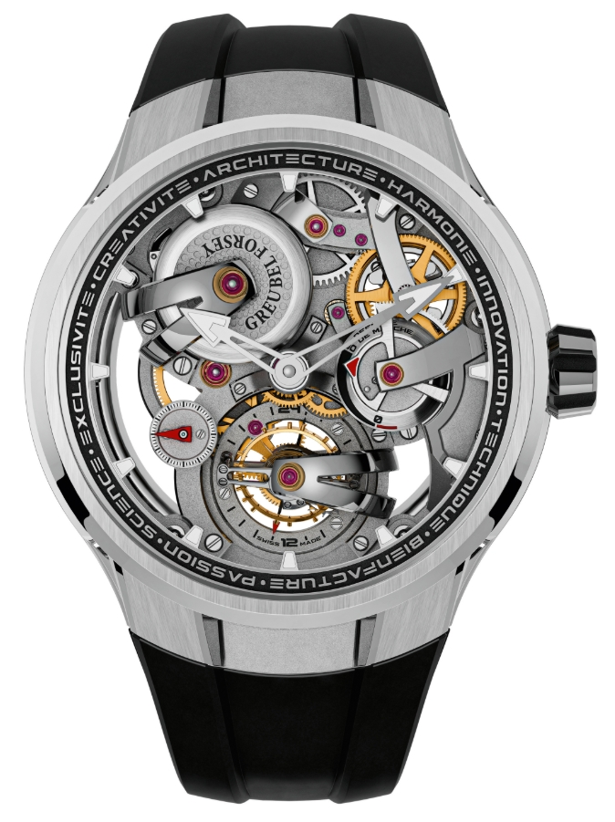Tourbillon 24 Secondes Architecture 47mm in Titanium on Black Rubber Strap with Openwork Dial