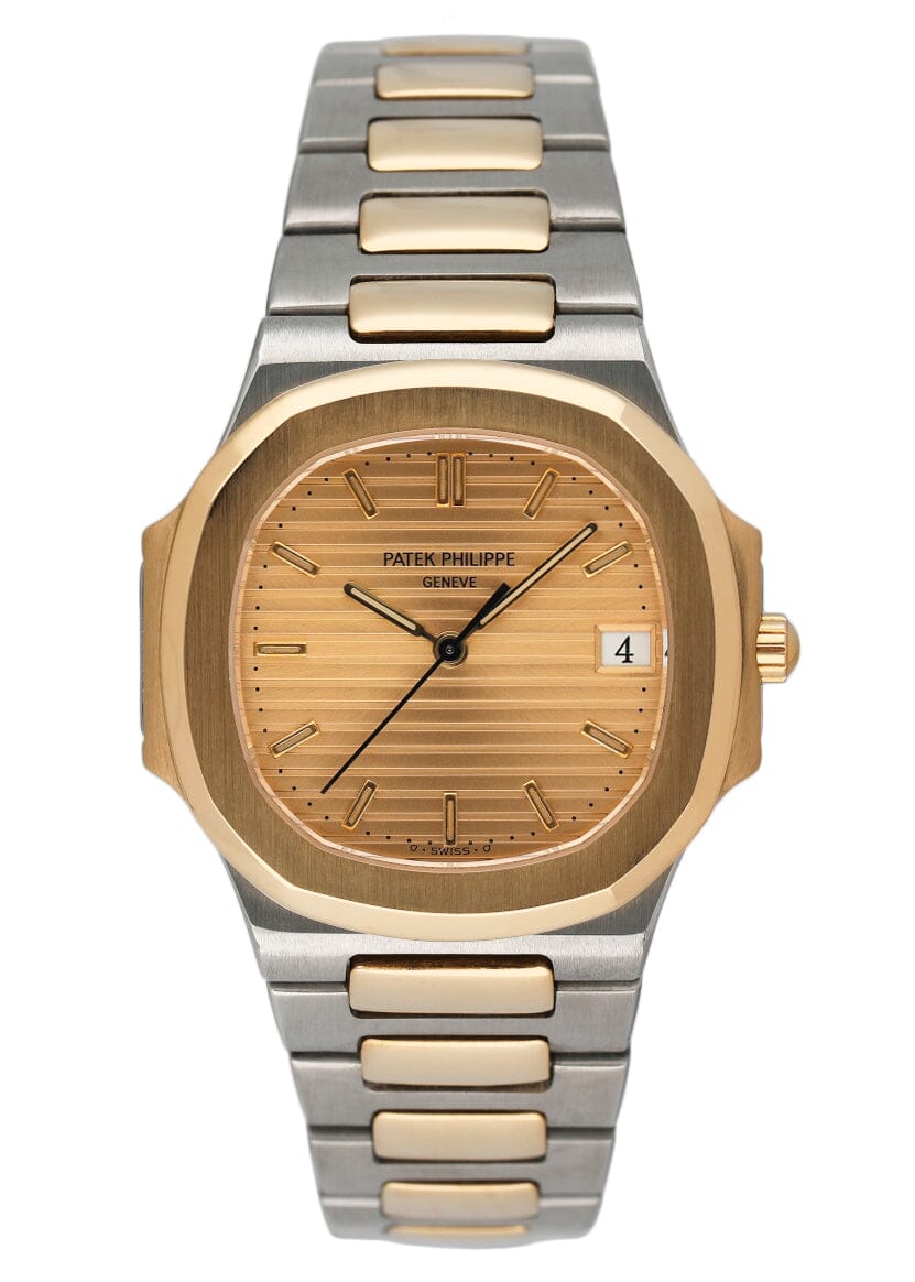 Nautilus Men's 33mm Quartz in Steel with Yellow Gold on Steel and Yellow Gold Bracelet with Champagne Dial