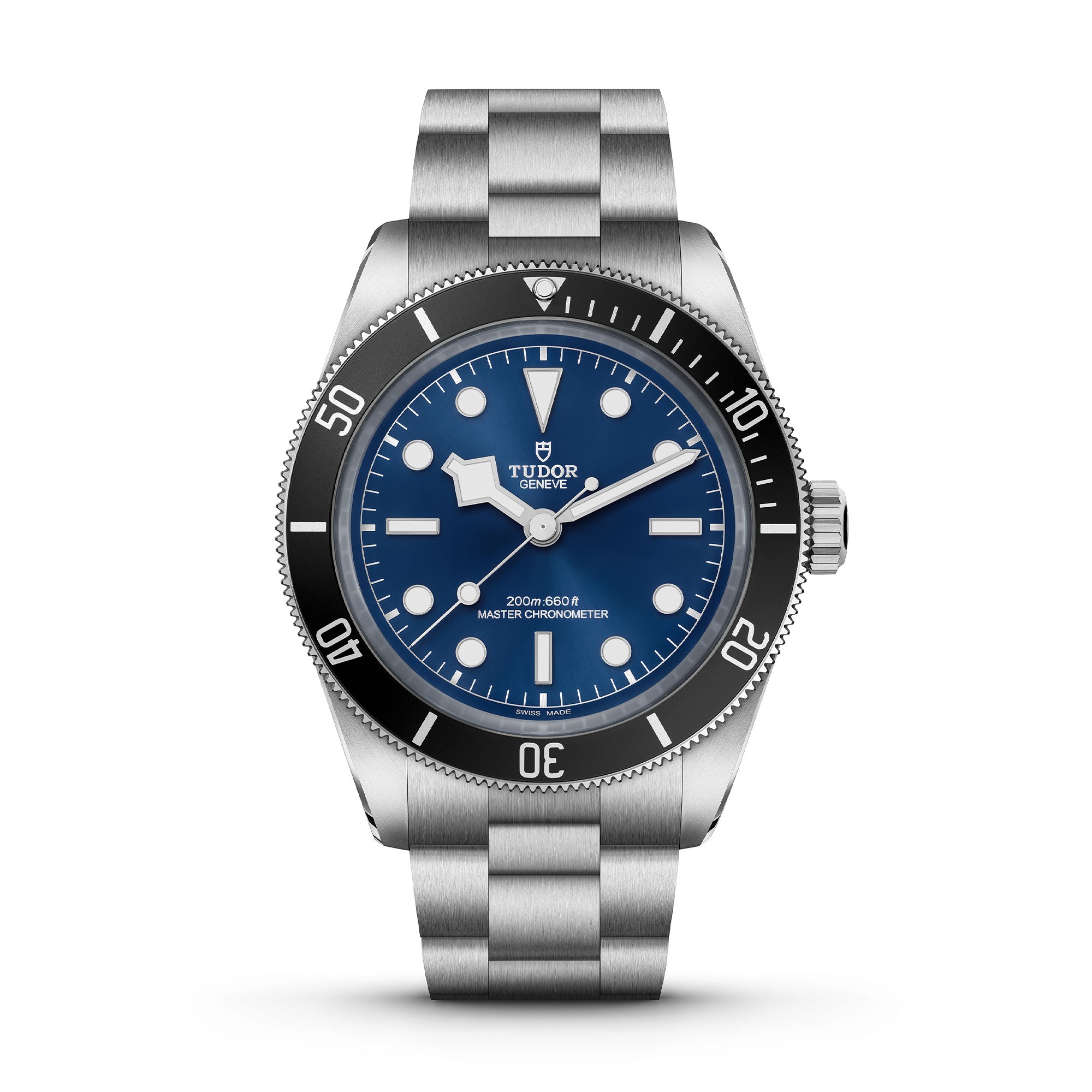 Black Bay 43mm in Steel with Black Bezel on Steel Bracelet with Blue Dial