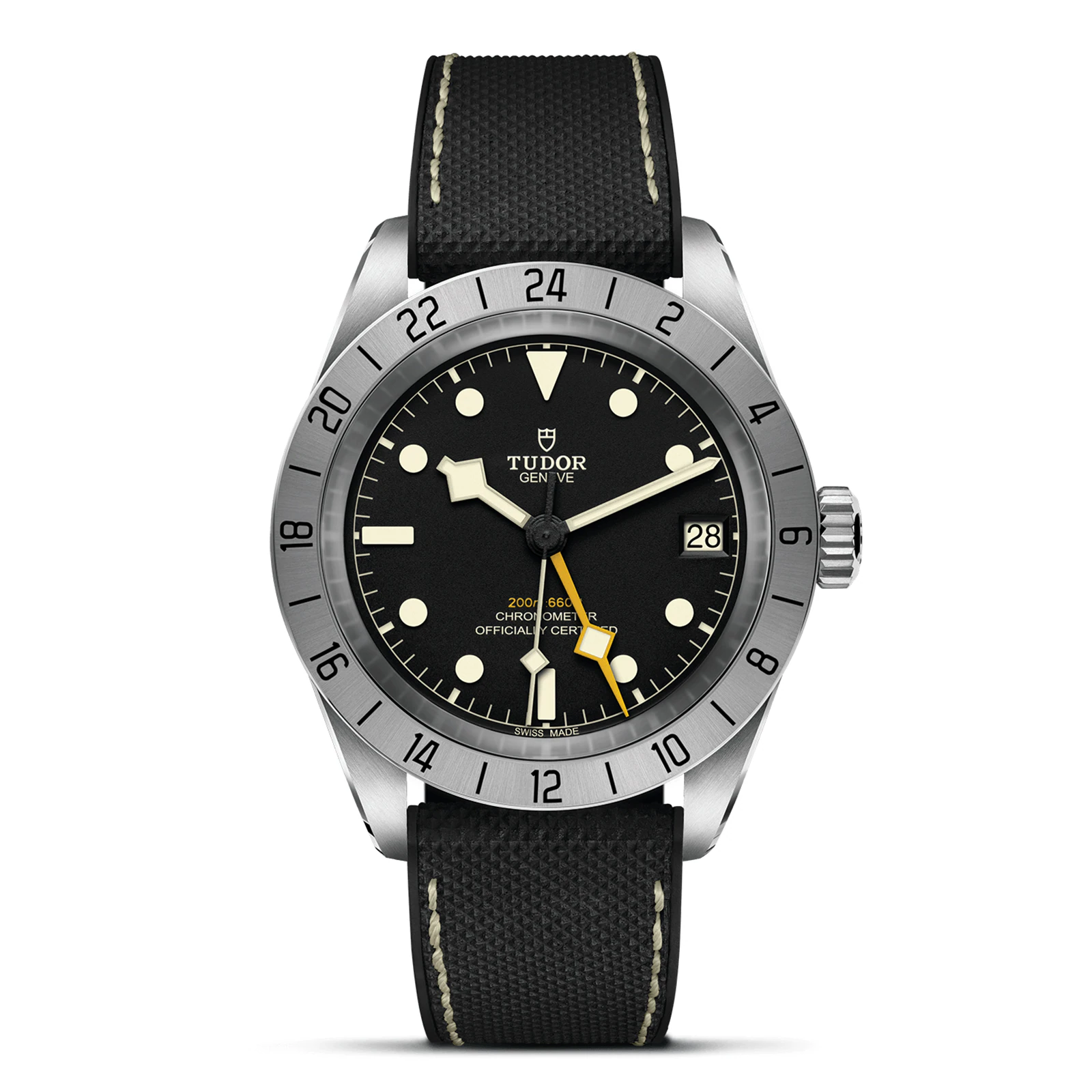 Black Bay Pro 39mm in Steel on Black Leather & Rubber Strap with Black Dial