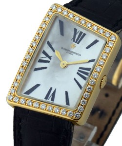 1972 ASSYMETRIC with Diamond Case Yellow Gold on Stap - Mid Size