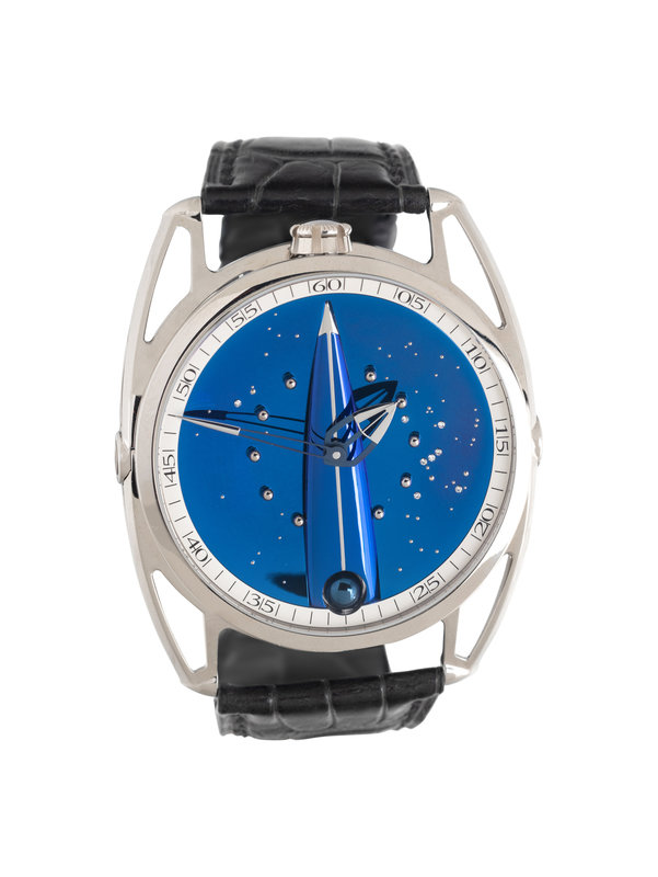 DB28 Skybridge 45mm in Titanium on Black Crocodile Leather Strap with Blue Dial