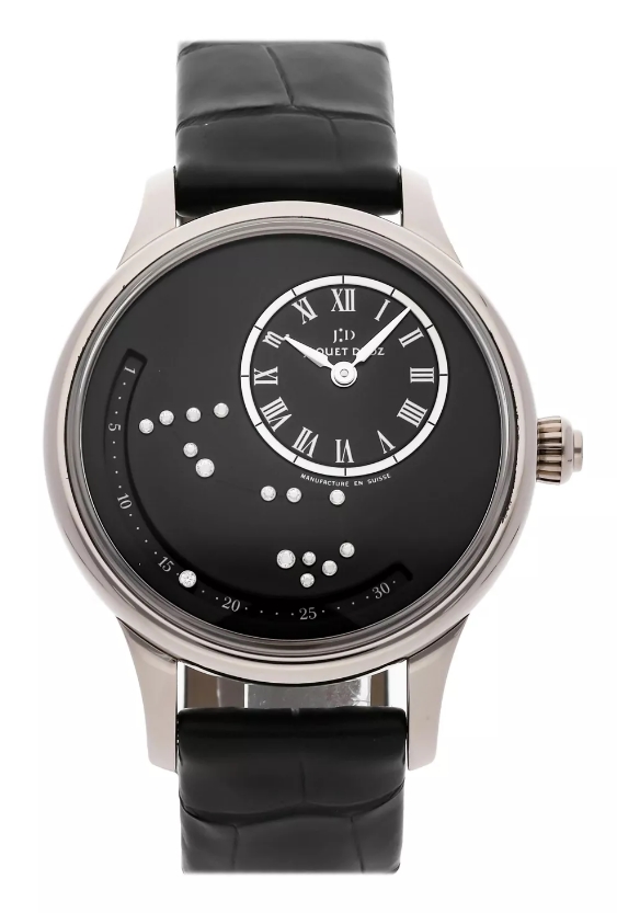 Astrale Zodiac Scorpio 39mm Automatic in White Gold on Black Alligator Leather Strap with Black Diamond Dial