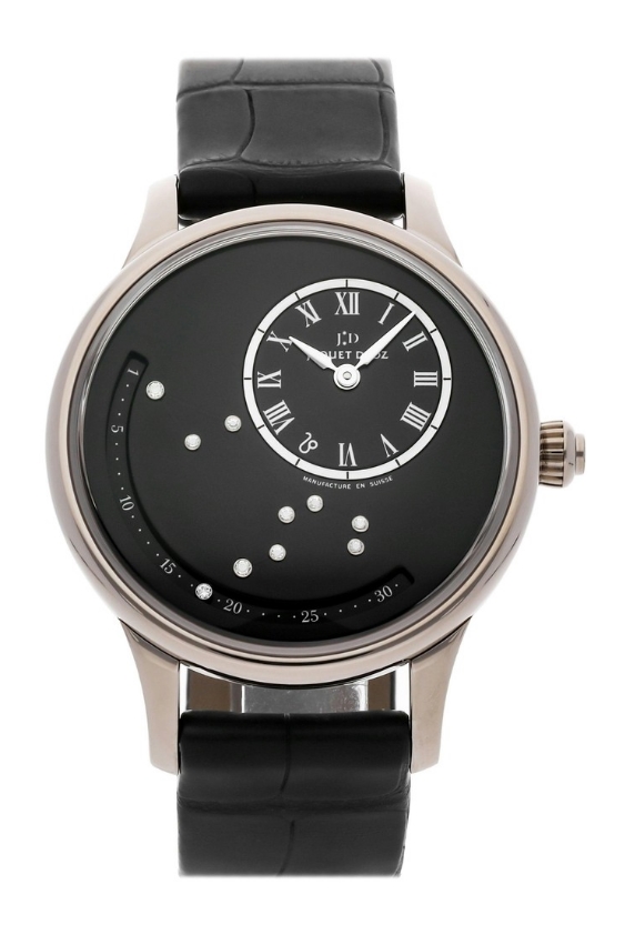 Astrale Zodiac Leo 39mm Automatic in White Gold on Black Alligator Leather Strap with Black Diamond Dial