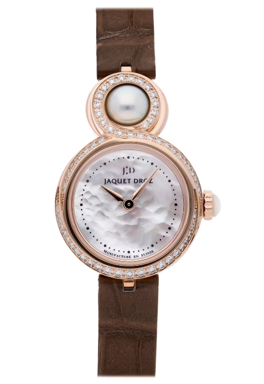 Lady 8 Petite 25mm Automatic in Rose Gold with Diamond Bezel on Brown Alligator Leather Strap with MOP Dial