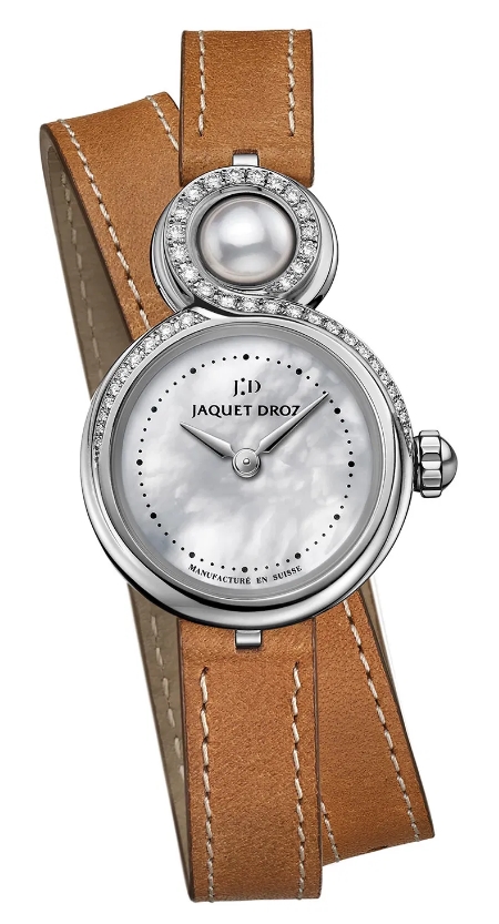 Lady 8 Petite 25mm Automatic in Steel with Partial Diamond Bezel on Tan Leather Strap with Mother of Pearl Dial
