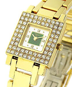 Square Imperiale with 2 Row Diamond Bezel   Small Size on YG Bracelet & MOP Diamond Dial