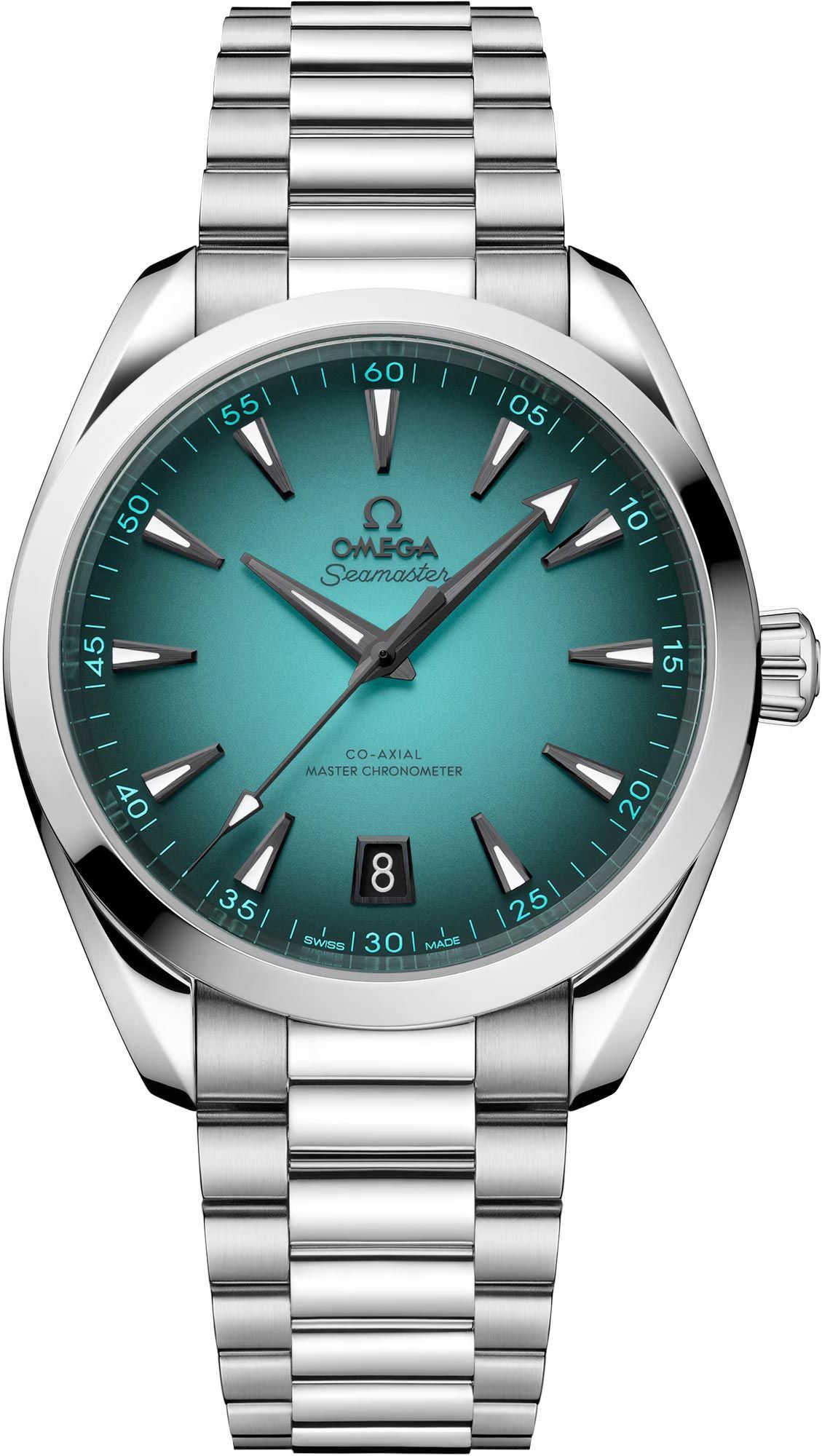 Seamaster Aqua terra 150M Master Chronometer 41mm Automatic in Steel On Steel Bracelet with Turquoise Dial