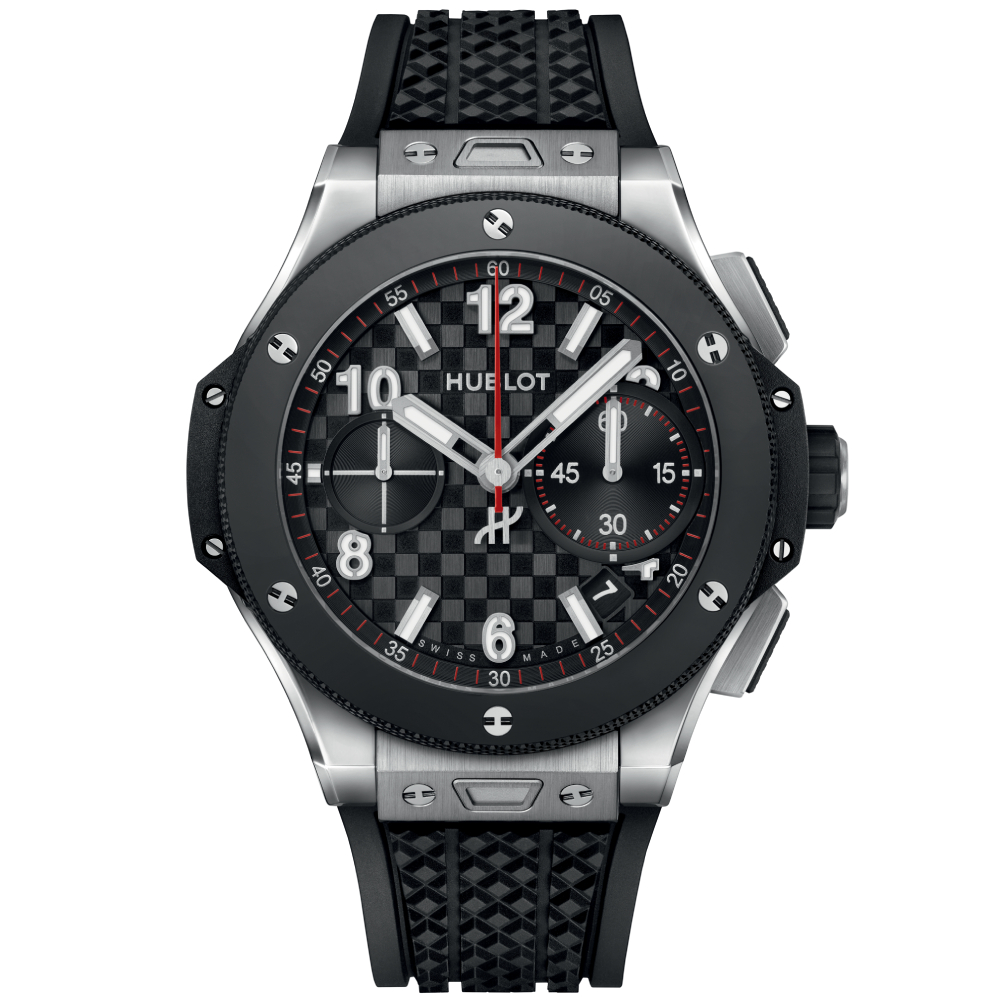 Big Bang 43mm Unico 20th Anniversary in Titanium with Black Ceramic Bezel on Black Rubber Strap Strap with Black Dial