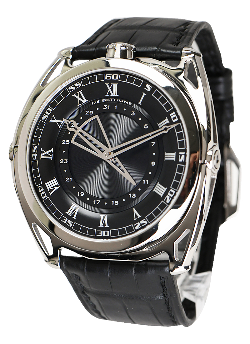 DB27 Titan Hawk V1 43mm in Titanium on Black Alligator Leather Strap with Black Dial