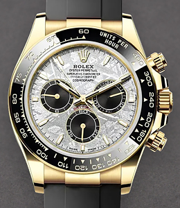 Yellow Gold Daytona with Ceramic Bezel on Rubber Strap with Meteorite Dial