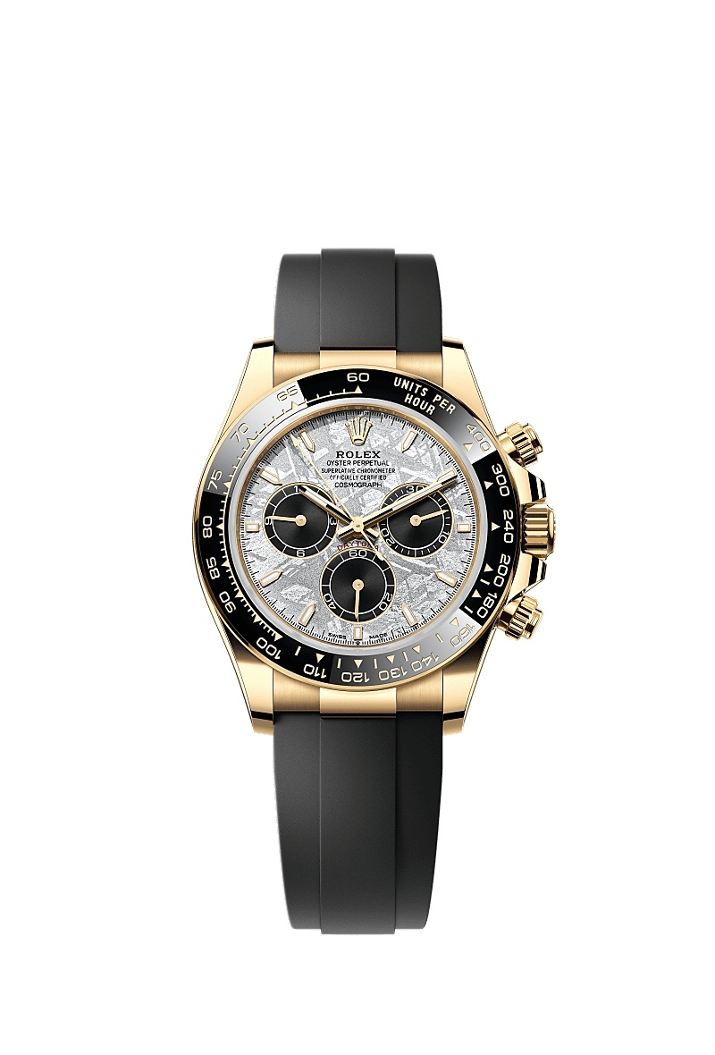 Yellow Gold Daytona with Ceramic Bezel on Rubber Strap with Meteorite Dial
