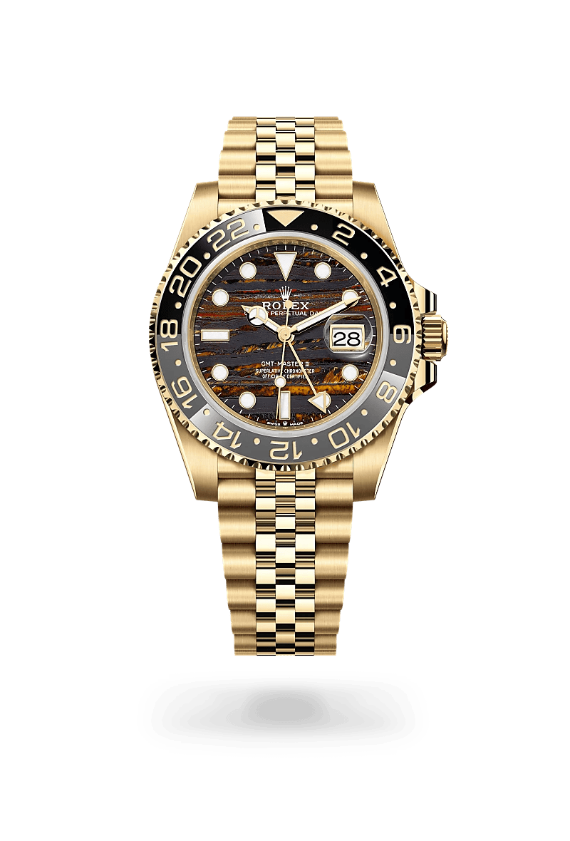 GMT Master II in Yellow Gold with Tiger Iron Dial on Yellow Gold Jubilee Bracelet with Tiger Eye Dial