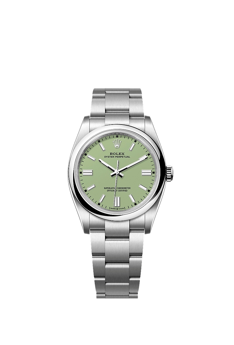 Oyster Perpetual No Date 36mm in Steel Ref 126000 on Oyster Bracelet with Pistachio Dial